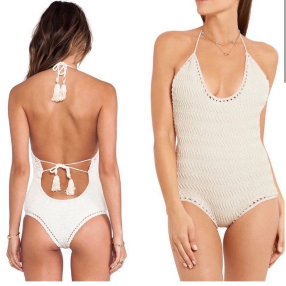 She Made Me | Natural Crochet One Piece Swimsuit  |  S/M
